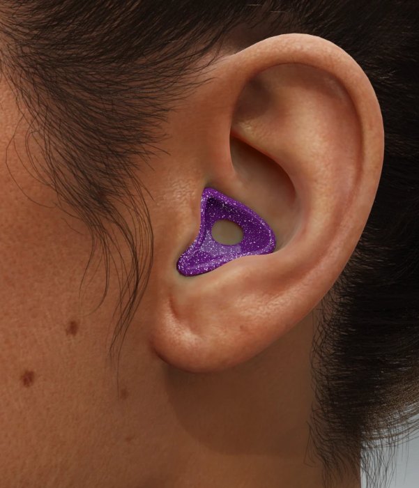 Otoplastik in Lila mit Glitzer